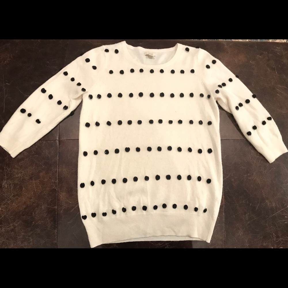 J. Crew Cream and Black Polkadot Sweater
